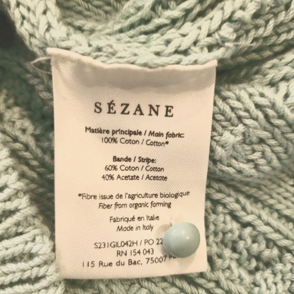 Sézane Mint Green Cable Knit Cardigan - Picture 6 of 8